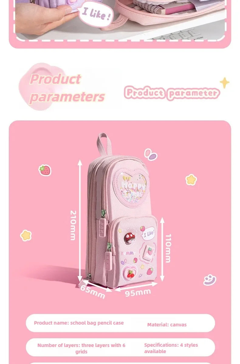 High Appearance Cute Cartoon Shaped Handheld Pencil Case with Large Capacity and Dirt Resistant Stationery Storage Bag