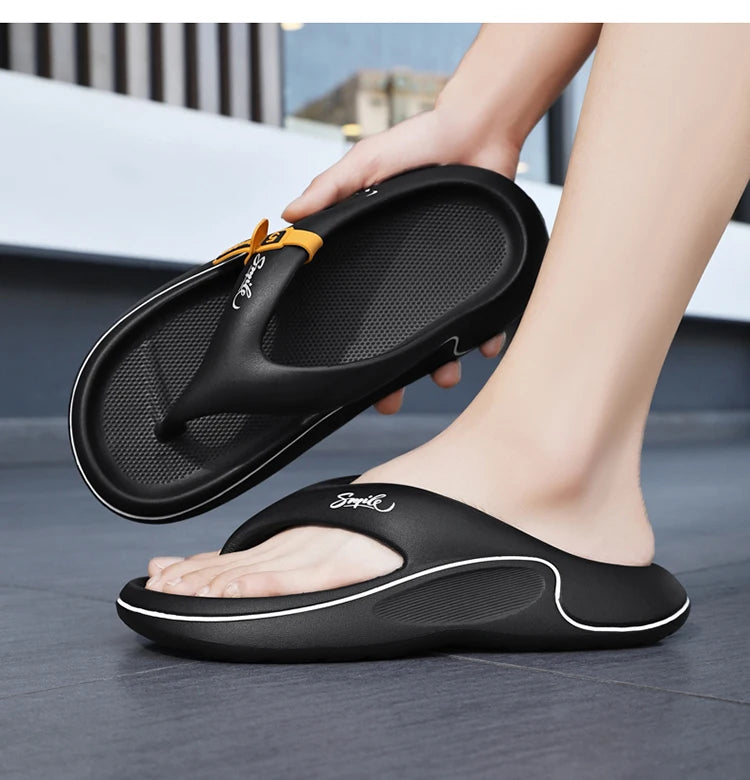 Men's flat slippers summer thick soft sole eva slippers outdoor beach sandals women's 45 non-slip comfortable bathroom slippers