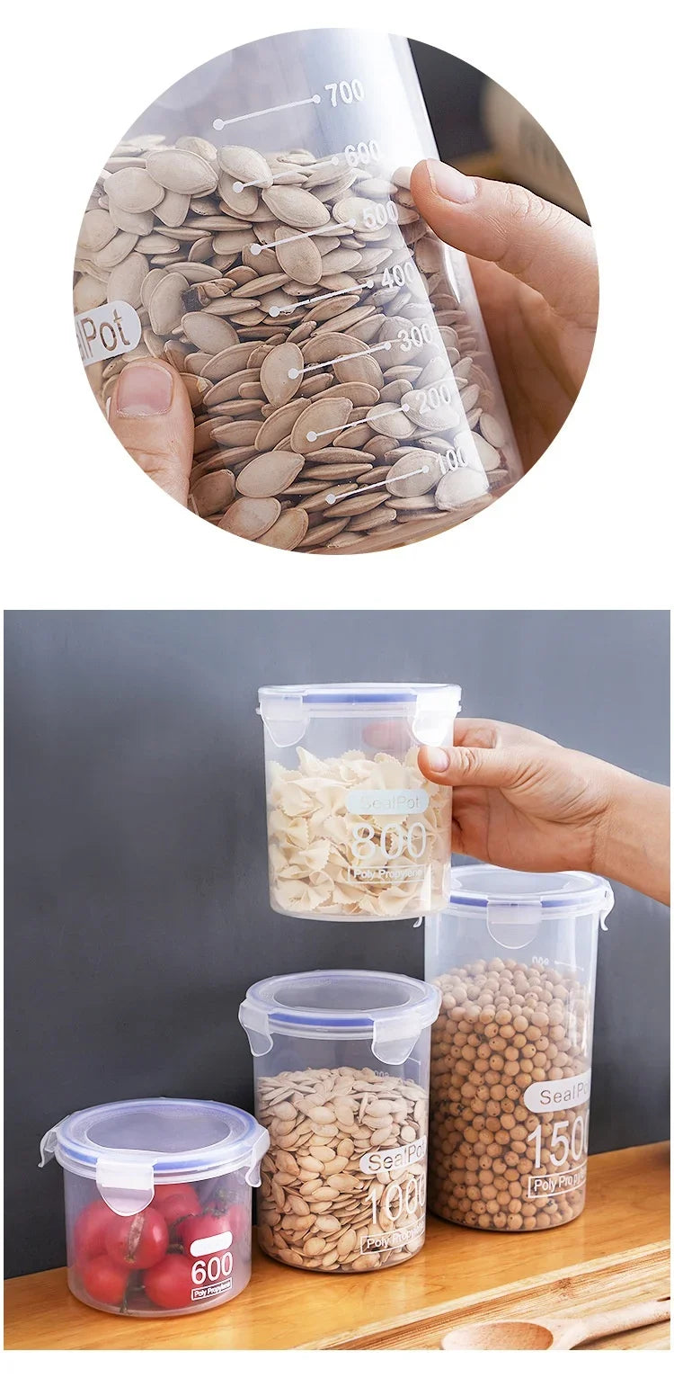 Sealed Jars With Scale Grain Storage Tank Kitchen Food Fresh-keeping Boxes Refrigerator Organize Container Seasoning Spices Can