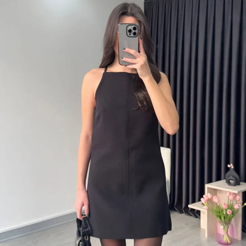 HXAO Women's Dress Summer 2025 Red Blue Black White Yellow Dress Off Shoulder Sleeveless Slip Dresses Vestidos Holiday Dress 066