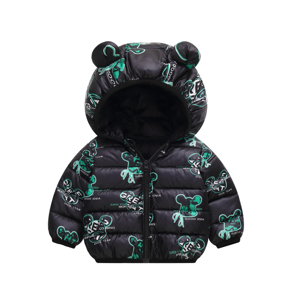 New Autumn Winter Coats Children Cartoon Cotton Down Jacket Kids Cute Casual Fashion Outerwear Boys Girls Print Clothing