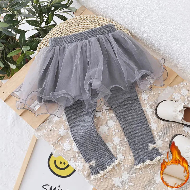 Girls Skirt-leggings Spring Autumn Mesh Skirt Pants for Kids Warm Winter Lace Children Leggings Toddler Trousers Baby Tights