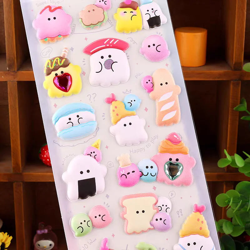 1 pc/4 pcs Cartoon Ghost Diamond 3D Puffy Sticker Scrapbooking Diy Journal Stationery Sticker Cute Decor School Supplies Gift