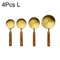 1/4/8pcs Stainless Steel Measuring Spoons With Scale Wooden Handle Household Kitchen Dining Bar Baking Tools Measuring Cups