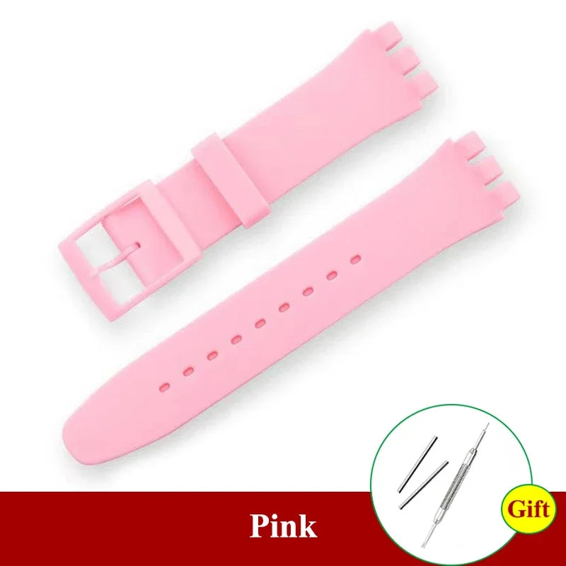 for Swatch Men Women Rubber Watch Band Soft Silicone Straps 16mm 17mm 19mm 20mm Sport Replacement Bracelet Wristbelt Accessories