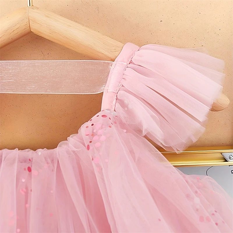 Sweet Baby Girl Birthday Party Evening Dress Children Summer Sleeveless Fairy Princess Gauze Dresses Fashion Toddler Kid Costume