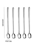 5pcs 304 Stainless Steel Spoons Ice Cream Spoons Long Handle Coffee Spoons Stirring Spoons Kitchen Utensils