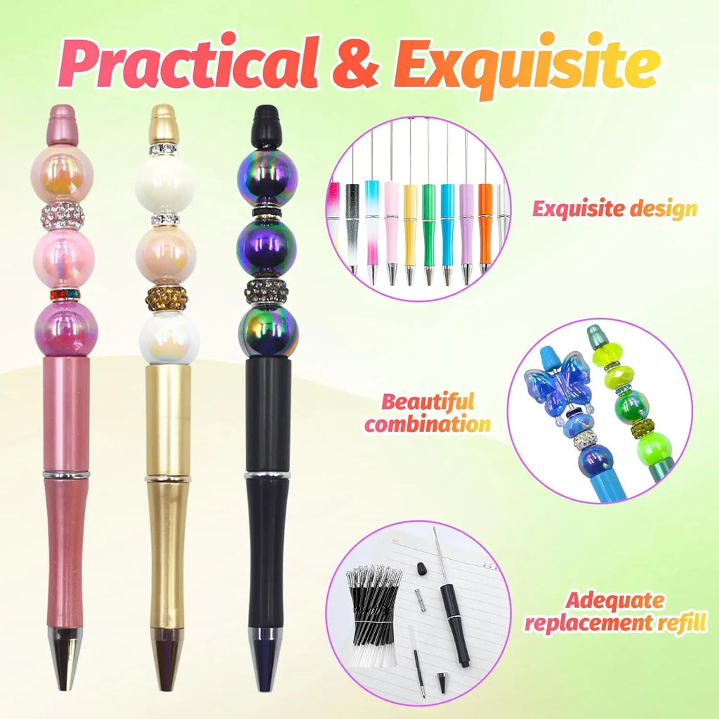 10PCS/20PCS Designated Theme Color DIY Bead Ballpoint Pen Set, Suitable For DIY Office &School Supplies