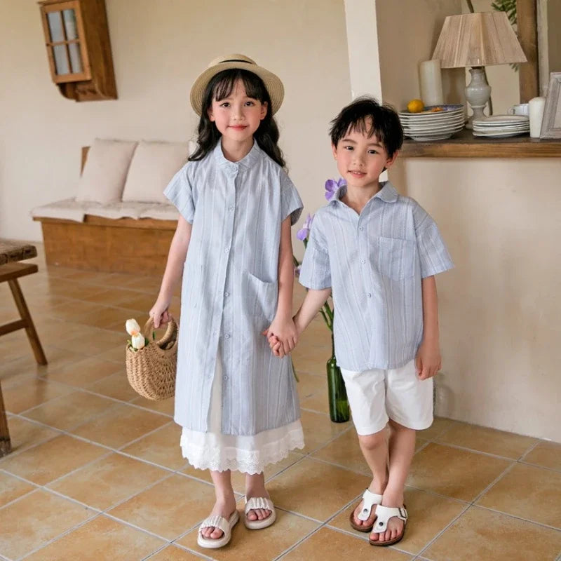 Holiday Look Summer Family Matching Clothing for Couples Mother Father and Son Daughter Clothes Fashion Mom and Children Outfits