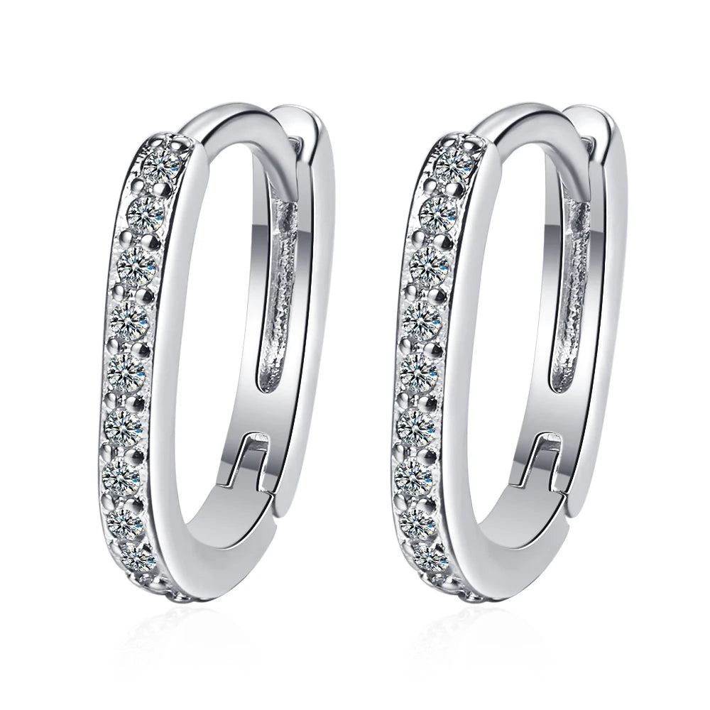 18k Plated Total 2.6CT Full Moissanite Hoop Earring for Women Sparkling Wedding Party Earring 925 Sterling Silver Jewelry Huggie
