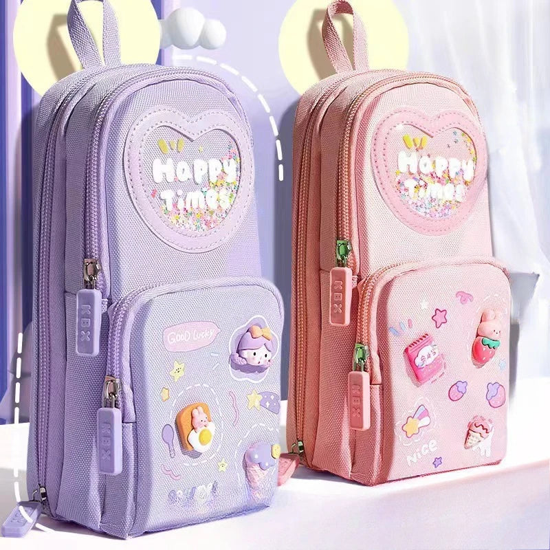 High Appearance Cute Cartoon Shaped Handheld Pencil Case with Large Capacity and Dirt Resistant Stationery Storage Bag