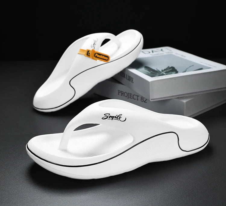 Men's flat slippers summer thick soft sole eva slippers outdoor beach sandals women's 45 non-slip comfortable bathroom slippers