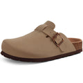 Comwarm Buckle Clogs For Women Men New Genuine Suede Clogs with Arch Support Soft Cork Footbed Mules Fashion Thick Beach Sandals