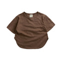 Summer T-shirt Simple Versatile Soft Tshirt Short Sleeve Tops Boys Children Cotton Tees Candy Color Loose Comfortable Clothes