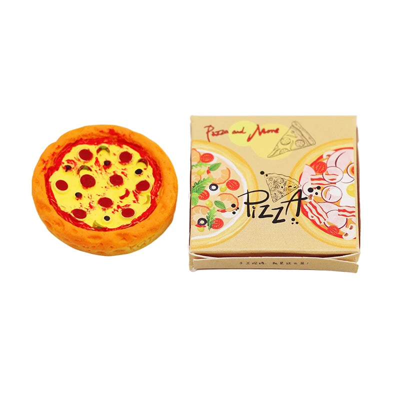 1Set 1:12 Dollhouse Miniature Pizza with Packing Box Model Kitchen Food Accessories For Doll House Decor Pretend Play Toys Gift