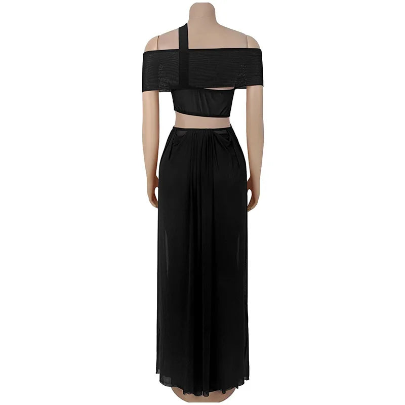 Sexy Beach Long Dress Women Hollow Out Backless Fold A Line Vestidos Female 2025 Summer Fashion Chic Solid High Waist Dresses
