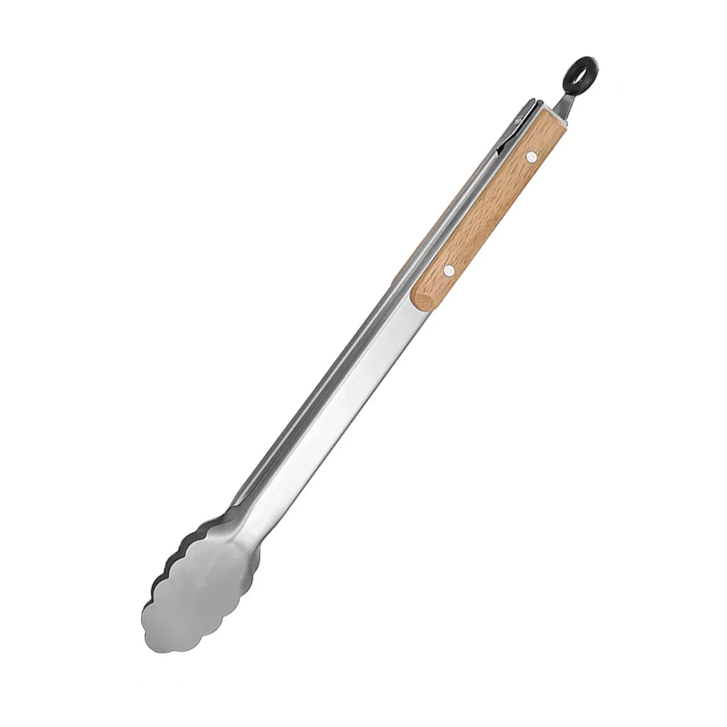 Leeseph Stainless Steel Food Tongs, Heavy Duty Kitchen Tongs with Wooden Handle for Cooking, Grilling and BBQ, 7-16 Inch Length