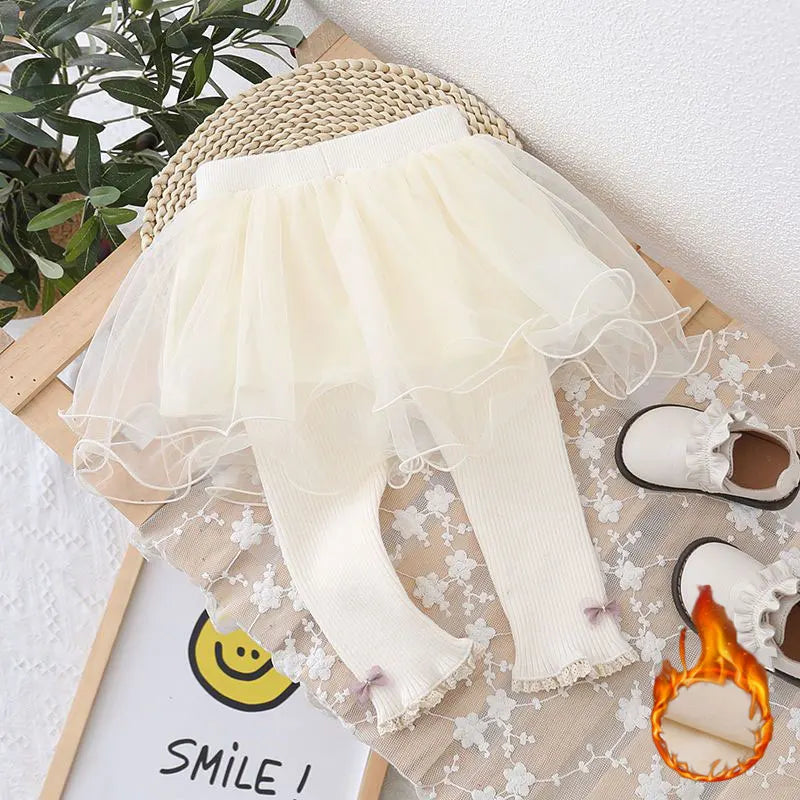 Girls Skirt-leggings Spring Autumn Mesh Skirt Pants for Kids Warm Winter Lace Children Leggings Toddler Trousers Baby Tights