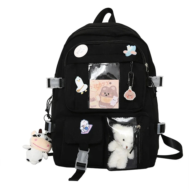 Popular Pink Purple Color Girls High School Student Backpack Bags Without any accessory version