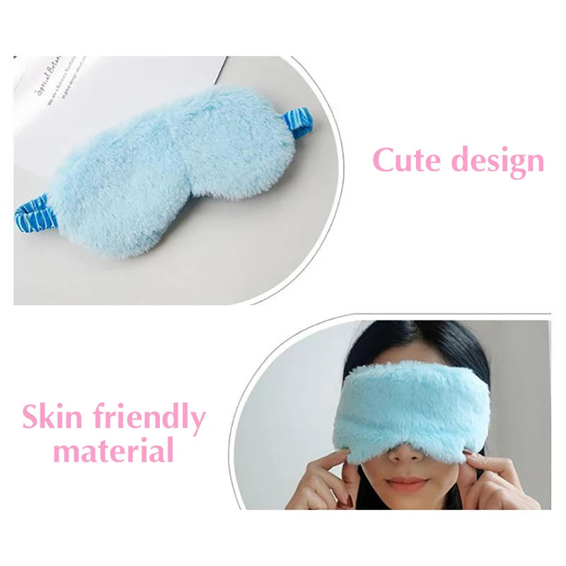 Soft Plush Sleeping Mask Cute Rabbit Fur Blindfold for Nap Eye Cover Health Sleep Aid for Men Women Students All Seasons