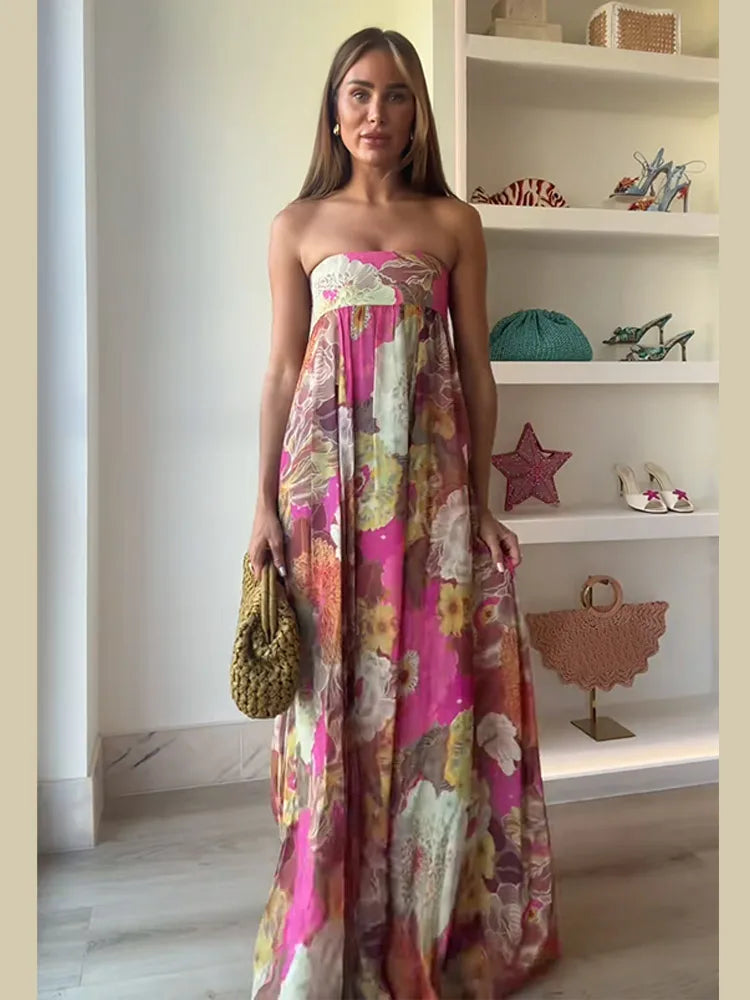 Sexy Flora Painted Ruffle Slim Dress Women Elegant Full Sleeves A-line Short Dresses 2026 Lady Summer Party Holiday Robes