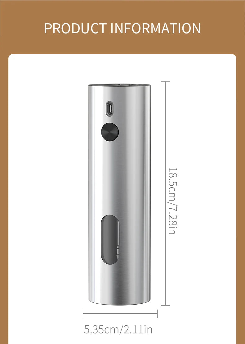 USB Rechargeable Automatic Pepper Grinder Salt And Pepper Mill Adjustable Coarseness Spice Grinder with LED Light for Kitchen