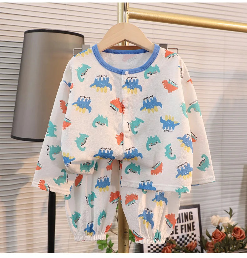 Kid Cute Cartoon New Sleepwear 2pcs Toddler Children Homewear Pajamas Thin Spring Summer Boys Girl Air Conditioning Clothing
