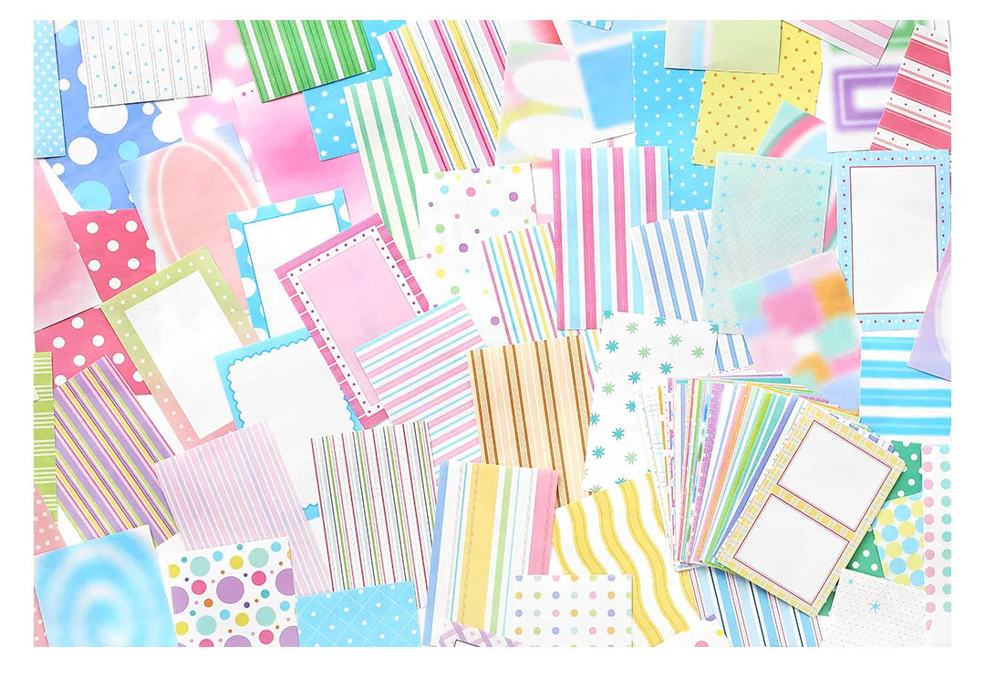 100sheets Ins Simple Color Lines Message Memo Notebook DIY Handmade Scrapbooking Material School Office Supplies