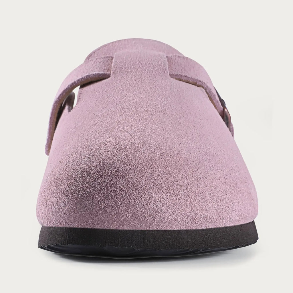 Kidmi Women's Genuine Suede Clogs Soft Footbed Leather Potato Shoes Comfort Slip On Clogs with Arch Support Fashion Home Slipper
