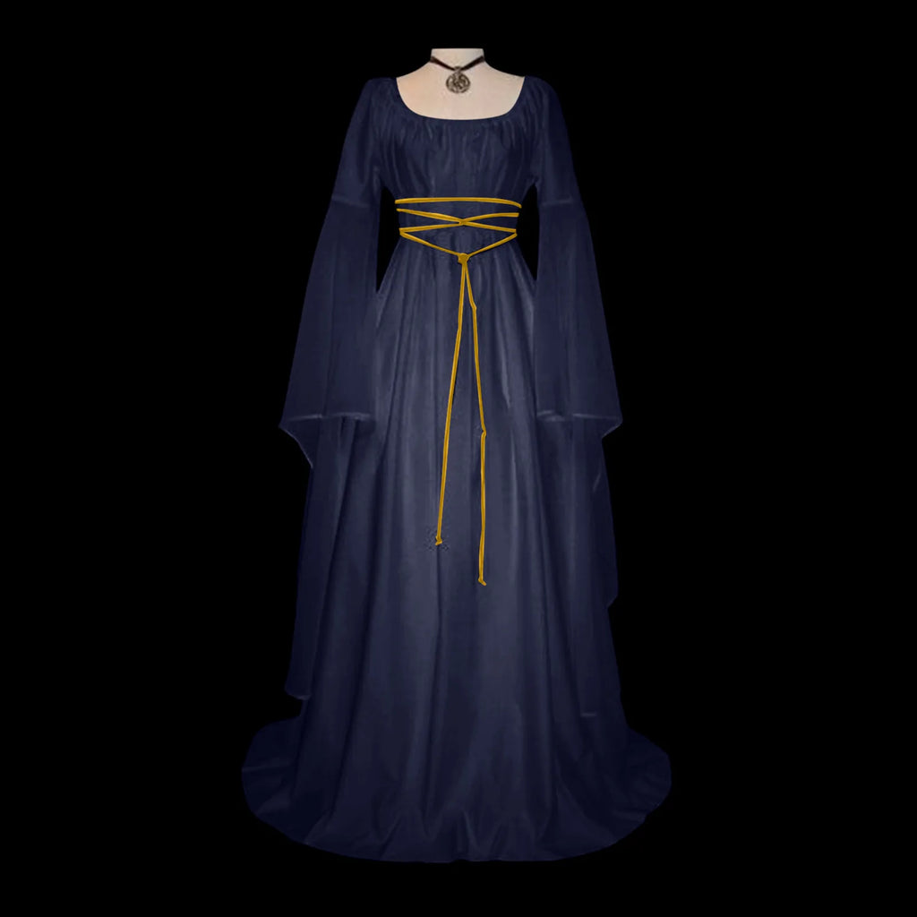 Dresses For Women 2024 Elegant Plus Size Medieval Retro Gothic Gown Dress Long Sleeve Lace Up Cosplay Evening Party Dress