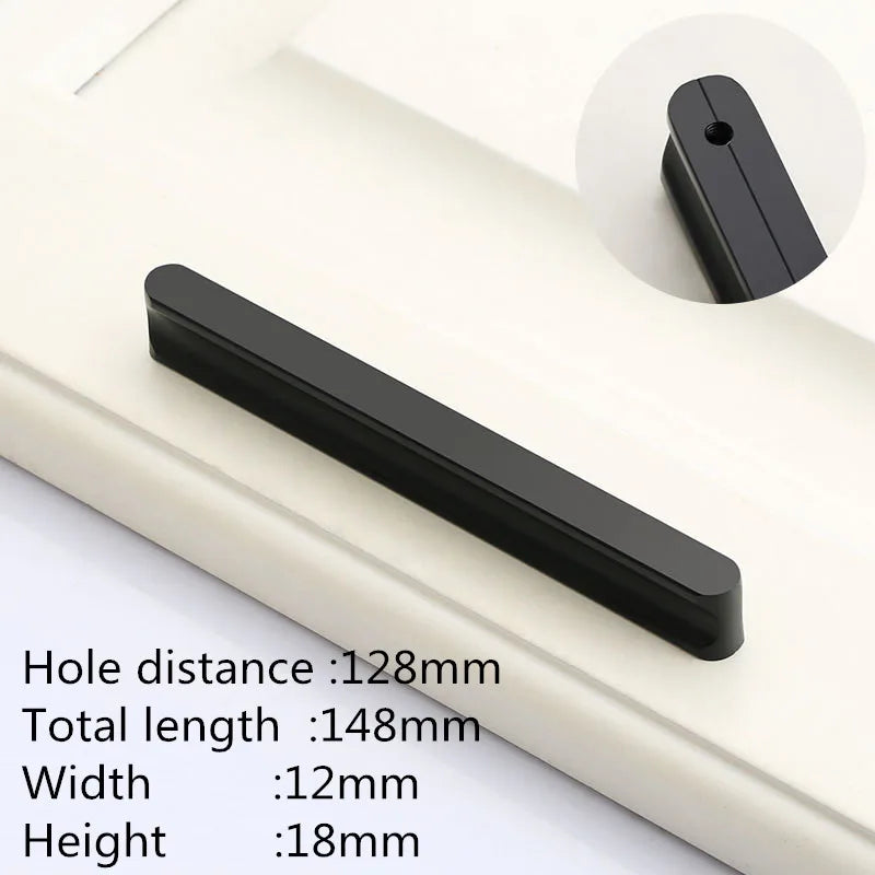VARMSTUGA American Simple Black Aluminum Alloy Kitchen Cabinet Door Knobs and Handles Drawer Pulls Furniture Handle Hardware
