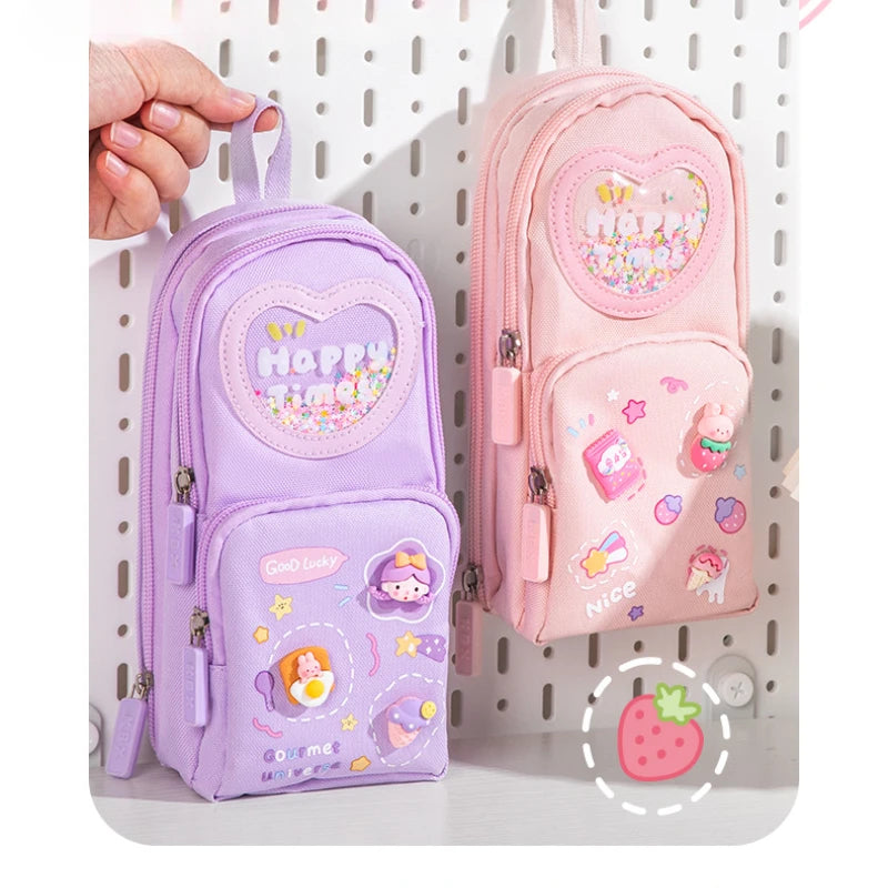 High Appearance Cute Cartoon Shaped Handheld Pencil Case with Large Capacity and Dirt Resistant Stationery Storage Bag