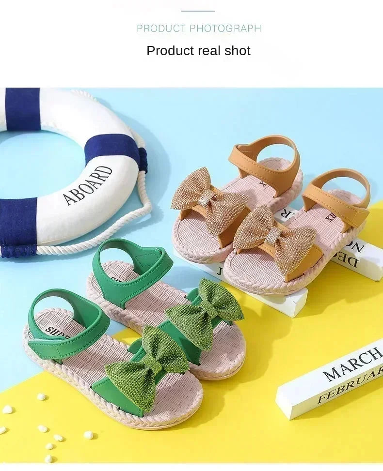 Girls Sandals Summer New Arrival Korean Style Big Kids Casual Flat Soft Sole Princess Shoes Versatile Little Girls Beach Sandals