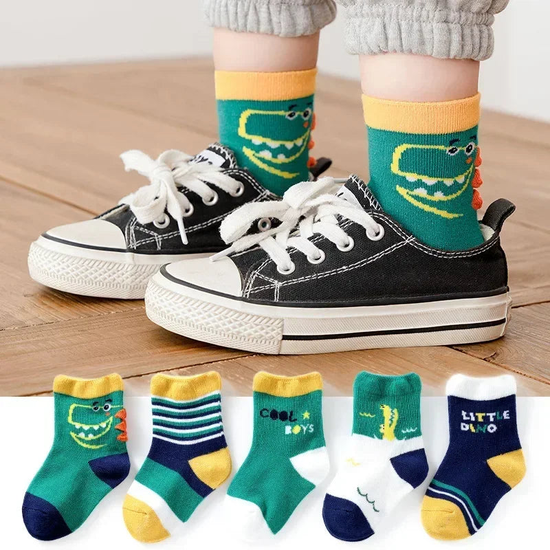 5 Pairs Kids Boys Socks Tennis Children Sport School Students Socks Spring Autumn Soft Cotton Toddler Mid Tube Girls Sports Sock