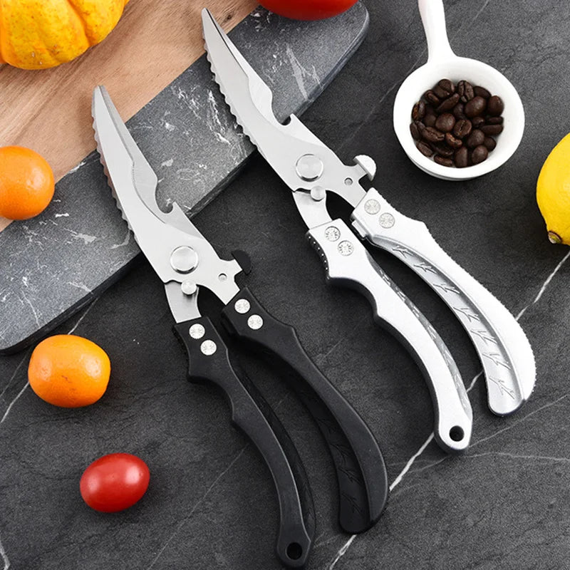 Utility Kitchen Scissors Plastic Handle Stainless Steel Blade Ultra Sharp Strong Scissors Slicing Fish Chicken Meat Scissorses