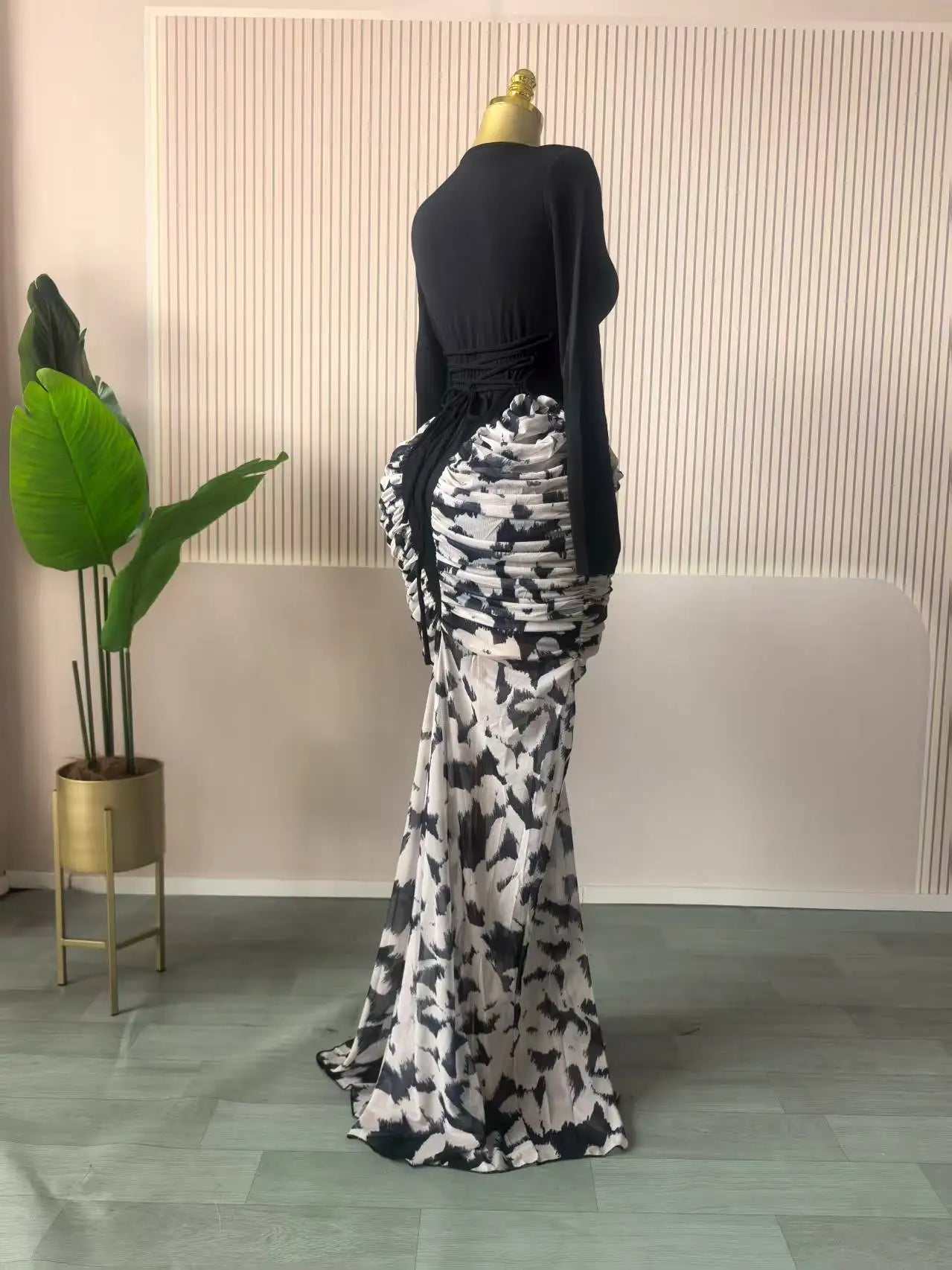 CM.YAYA Women Print Patchwork Stacked Ruched Sleeveless Bodycon Midi Maxi Long Dress 2025 Birthday Vacation Sexy Party Dresses