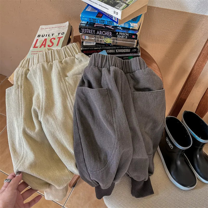 2026 Autumn New Girls Cotton Harem Pants Solid Children Loose Trousers Fashion Boys Casual Pants Loose Kids Clothes