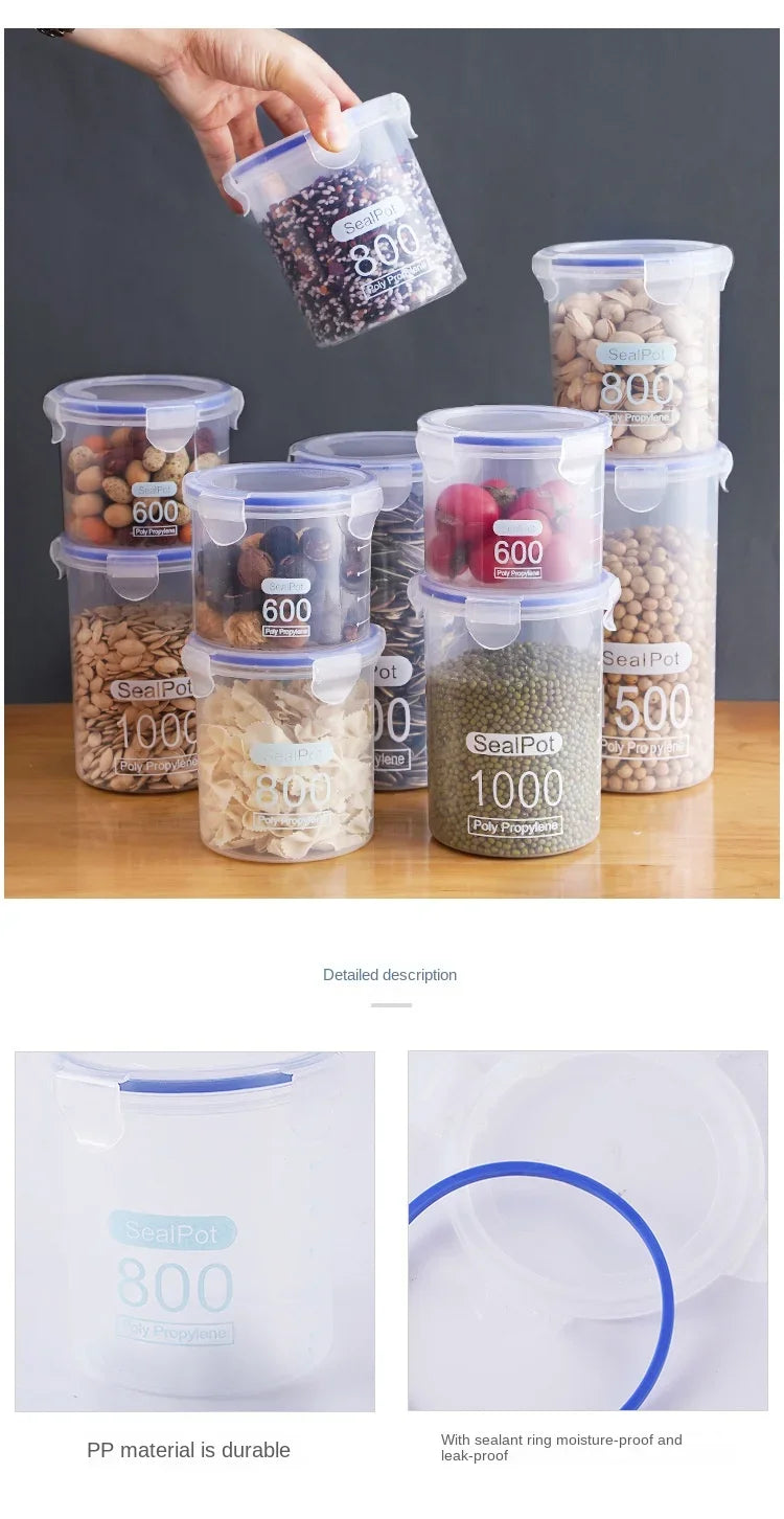 Sealed Jars With Scale Grain Storage Tank Kitchen Food Fresh-keeping Boxes Refrigerator Organize Container Seasoning Spices Can
