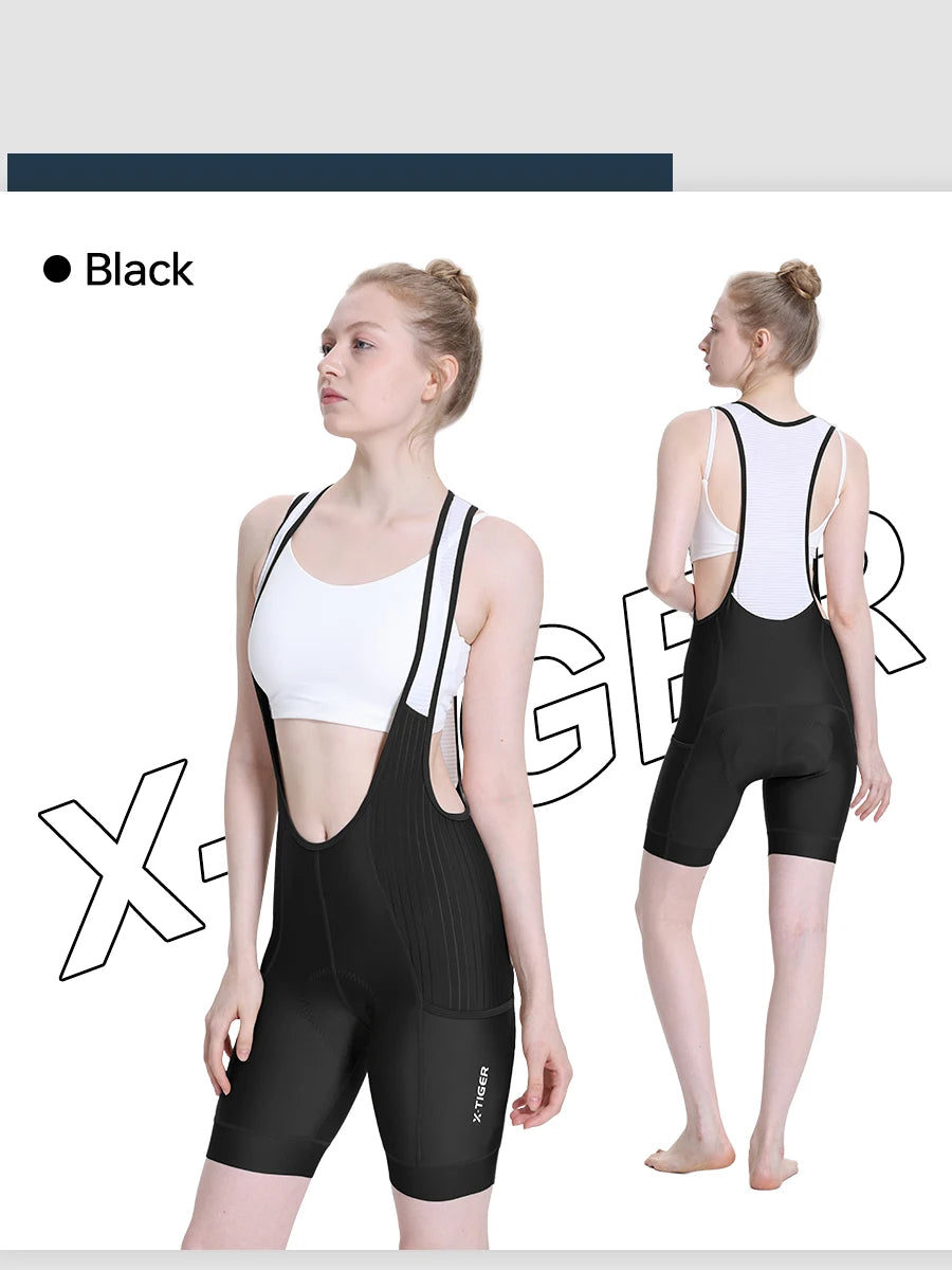 X-TIGER Bib Shorts Cycling Women 5D Thick Padding Mountain Road Bike Bib Shorts Summer UV Protection Professional Cycling Shorts