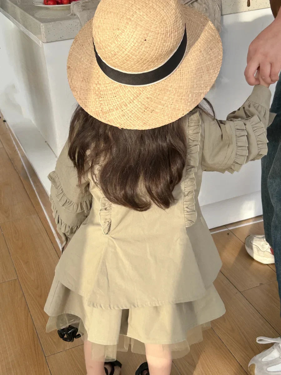 Children Clothing 2024 Spring New Retro Korean Style Shirt Set Girls Small Stand Collar Lace Shirt Culottes Sweet Two-piece Set