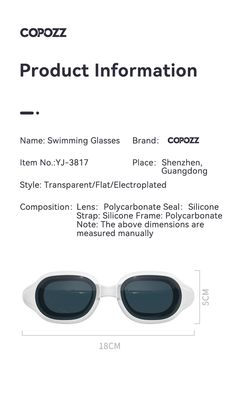 COPOZZ Professional Swimming Goggles Men Women Anti fog UV Protecion Waterproof Swimming Glasses Swim Eyewear