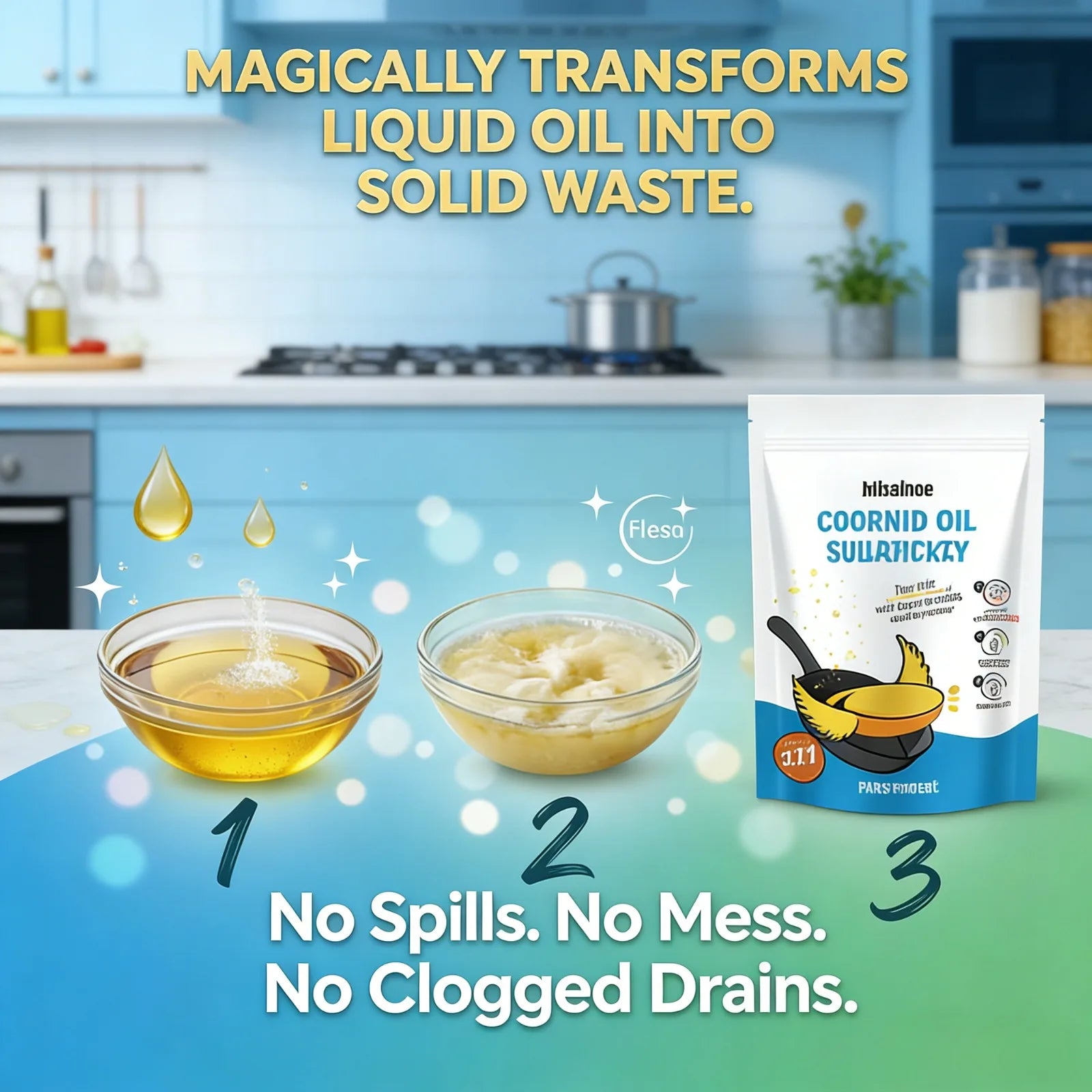 Cooking Oil Solidifier Powder Hot Grease Hardener For Used Fryer Oil Waste Vegetable Lard Eco Friendly Kitchen Cleaning Tool