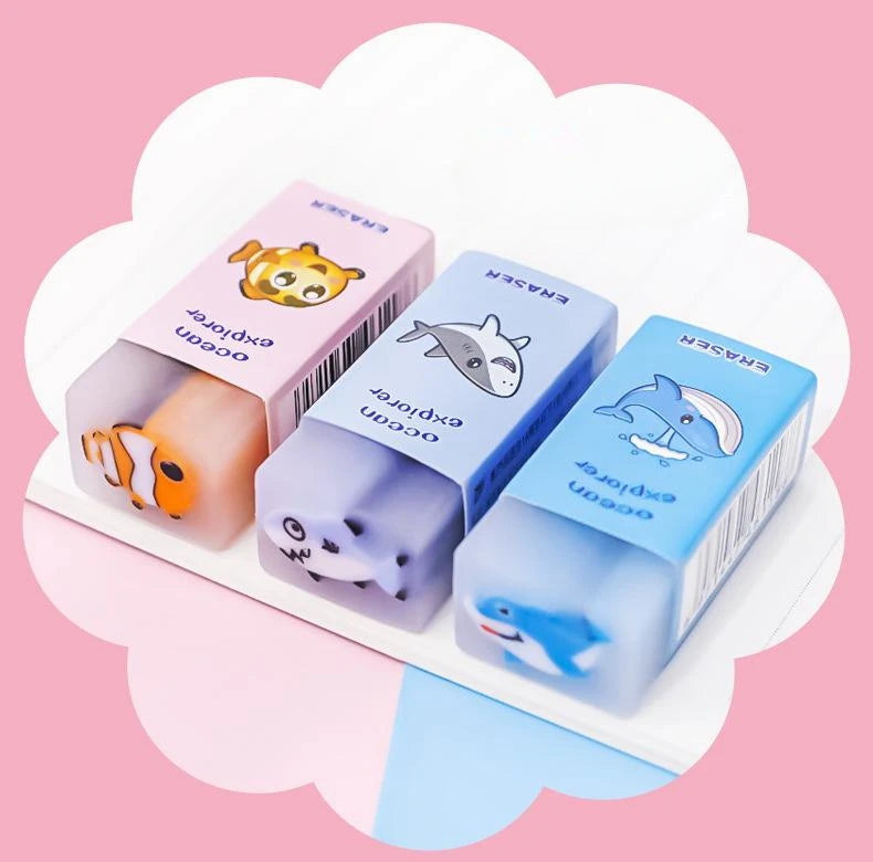 Cute Fruit Eraser, Jelly Pencil Eraser for Kids, Animal Food Fun Pets Pencil Rubber Eraser with Sweet Smell