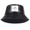 Unisex N86 Label Personality Pu Leather Bucket Hats Fishermen Caps Outdoor Casual Cap Sunscreen Hat