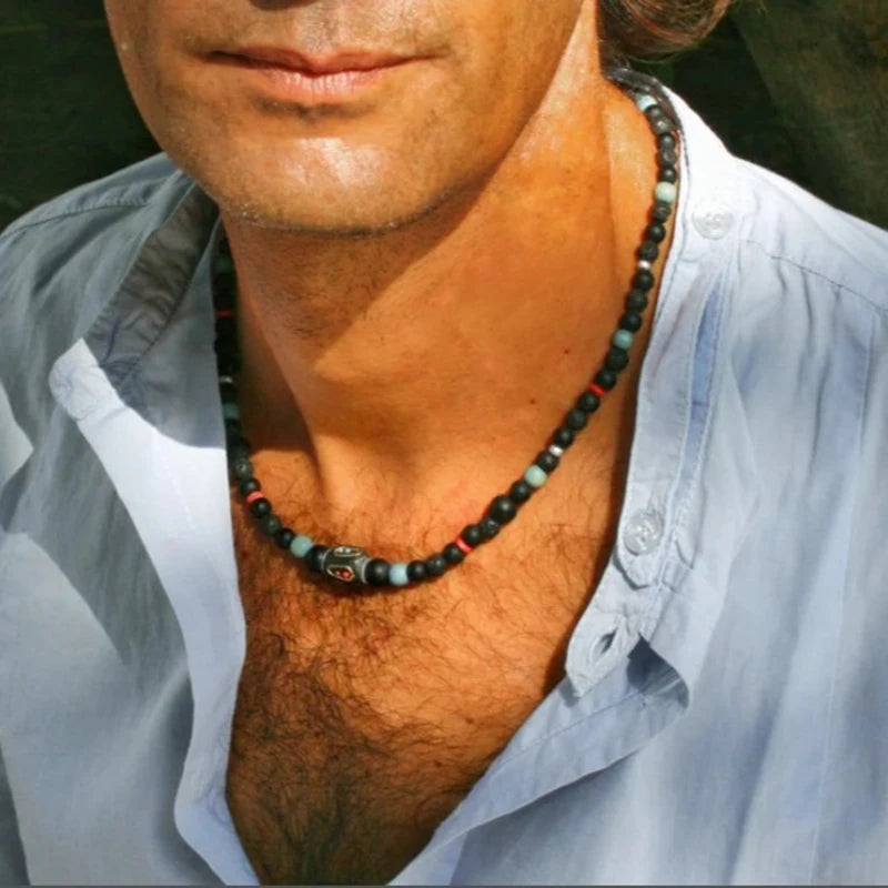 1PC Fashion Vintage Ethnic Wooden Beaded Necklace for Men Hippie Necklace Man Tribal Jewelry