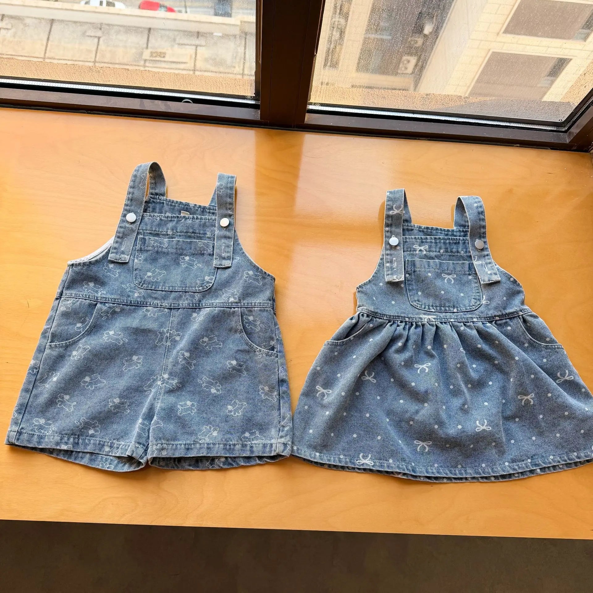 2026 Summer New Children Denim Overalls Boys Strap Jeans Girls Jeans Sling Dress Cute Kids Brother Sister Outfits Baby Clothes