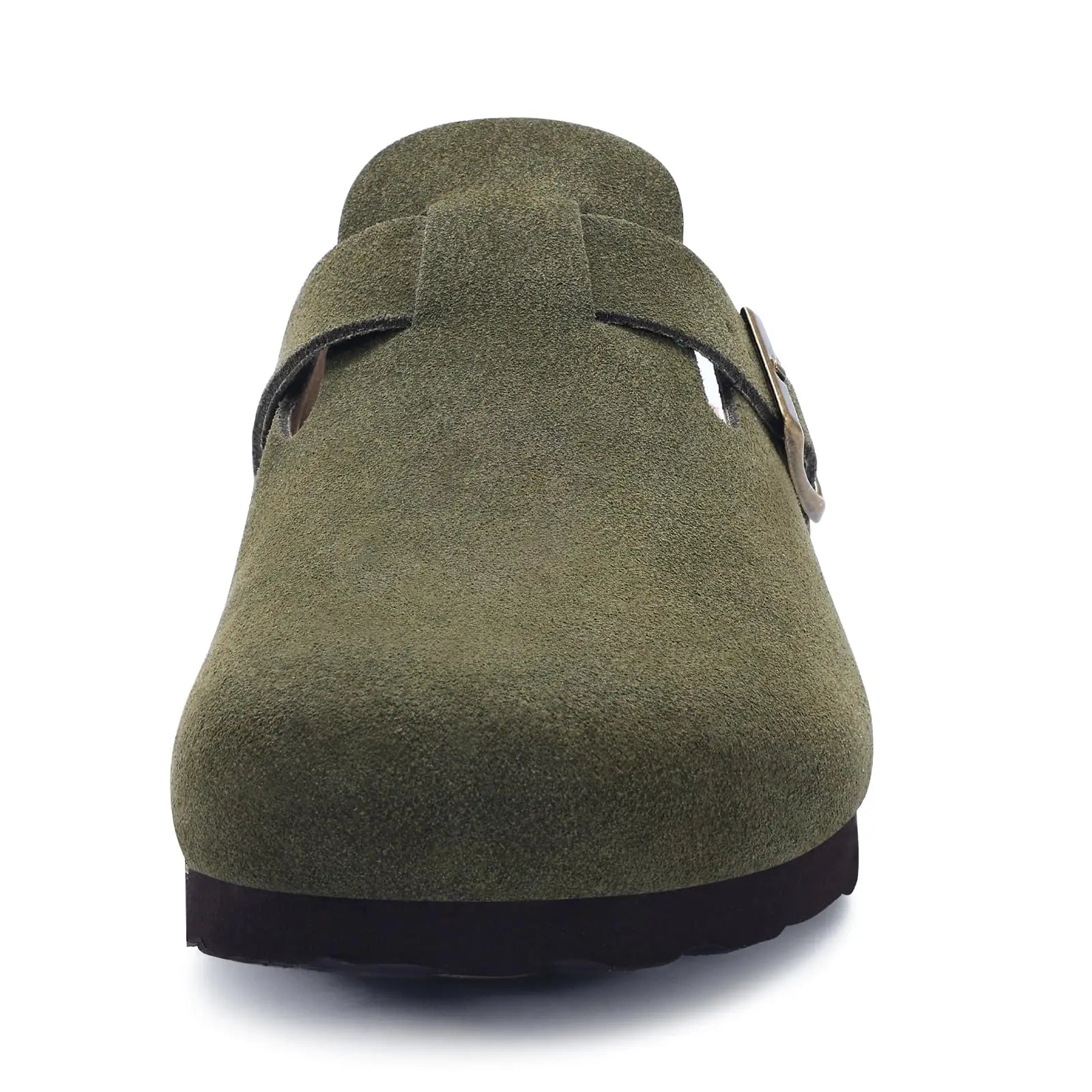 Comwarm Buckle Clogs For Women Men New Genuine Suede Clogs with Arch Support Soft Cork Footbed Mules Fashion Thick Beach Sandals