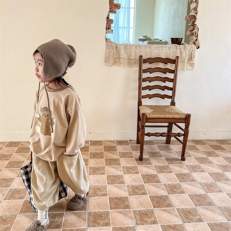 2026 Autumn New Girls Cotton Harem Pants Solid Children Loose Trousers Fashion Boys Casual Pants Loose Kids Clothes