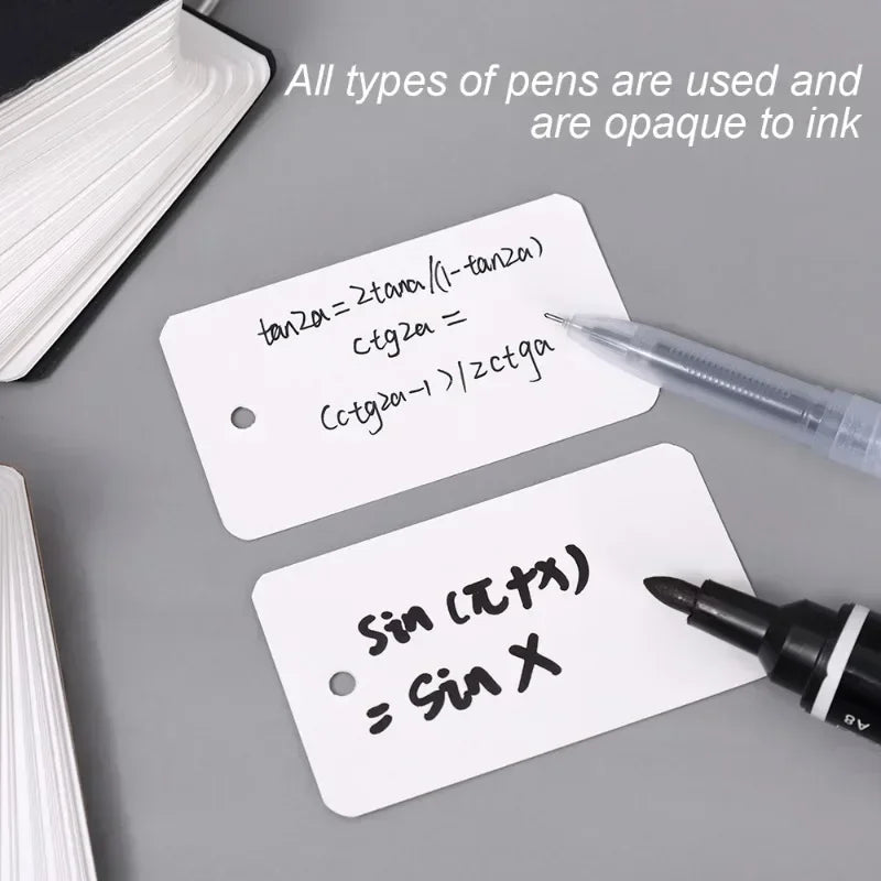400-100Sheets Flash Cards Portable Index Cards with Ring Study Note Memo Pad Kraft Paper Notecards for Studying School Supplies