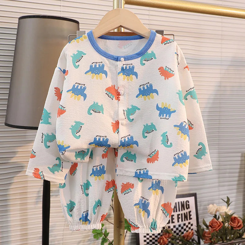 Kid Cute Cartoon New Sleepwear 2pcs Toddler Children Homewear Pajamas Thin Spring Summer Boys Girl Air Conditioning Clothing